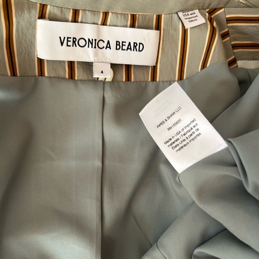 Veronica Beard Kiernan Dickey Jacket 4 Striped Seafoam Double Breasted Blazer - Picture 6 of 8
